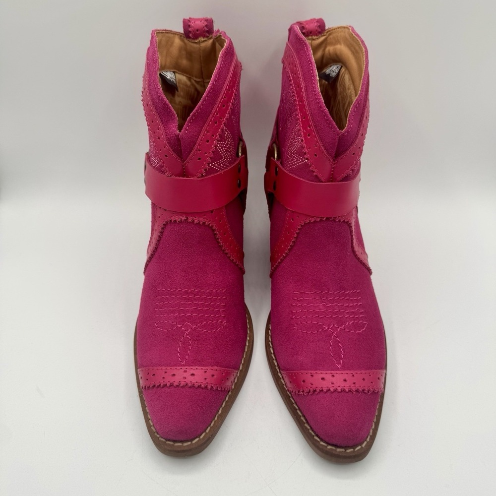 Dingo Gummy Boots Women's Size 7 Pink Suede‎ Harness Western Booties - Picture 11 of 16